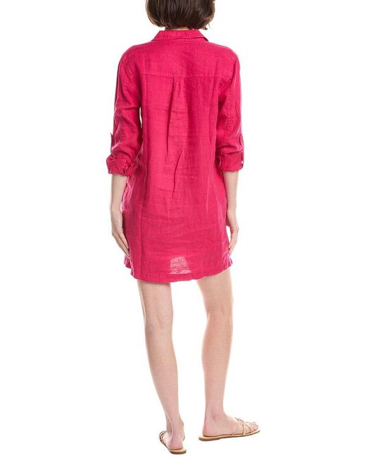 Michael Stars Pink Eleanor Utility Linen Shirtdress
