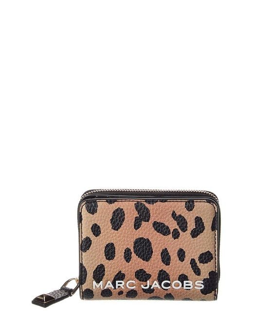 Marc Jacobs Black Cheetah Bold Slg Mini Leather Compact Wallet