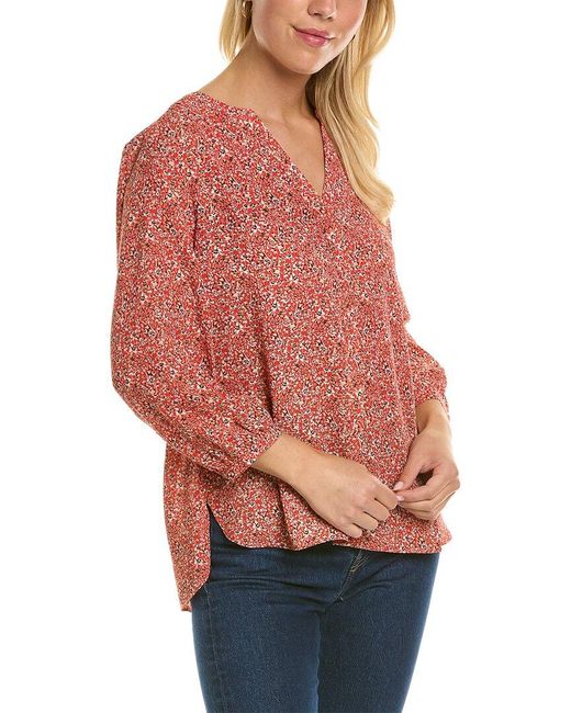 NYDJ Red Pintuck Blouse