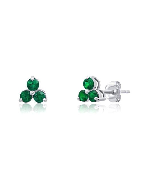 MaxColor Blue 14K 0.30 Ct. Tw. Lab-Grown Emerald Studs