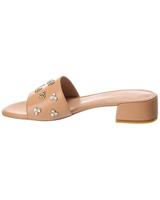 Stuart Weitzman Natural Tammy Block 35 Leather Sandal