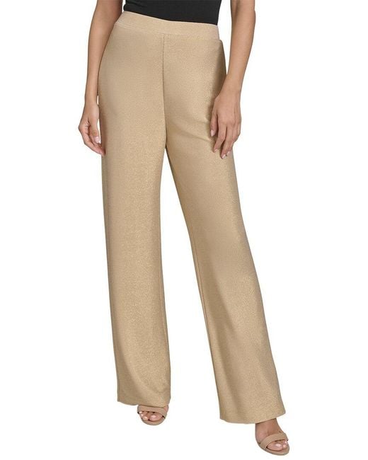 Halston Heritage Natural Wide Leg Metallic Pant