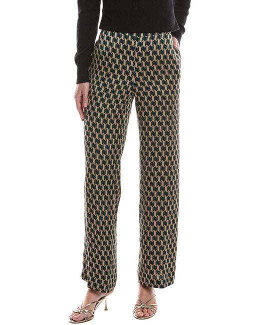 Anne Klein Black High-Rise Pull-On Wide Leg Printed Pant