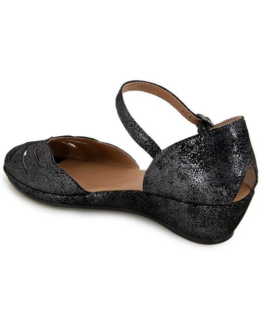 Gentle Souls Black Lily Moon Pu Wedge