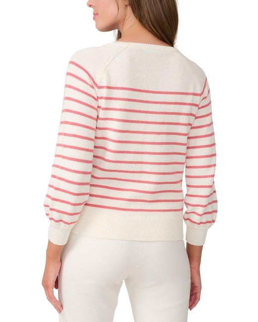 J.McLaughlin Pink Stripe Charmaine Linen-blend Top