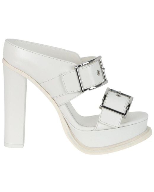McQueen White Boxcar Leather Sandal