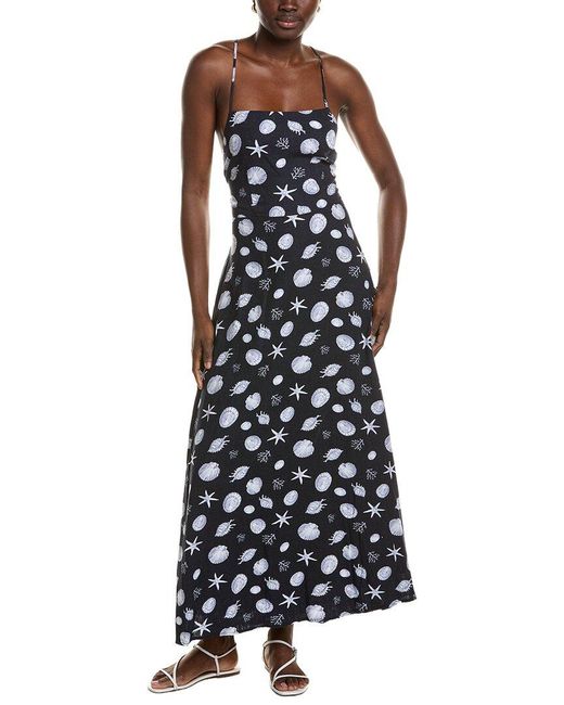 1.STATE Black Linen-Blend Maxi Dress