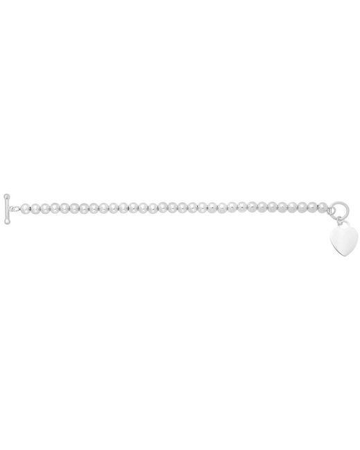 Italian Silver White Bead Toggle Bracelet