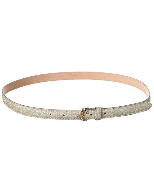 Jimmy Choo White Mini Helina Glitter Belt