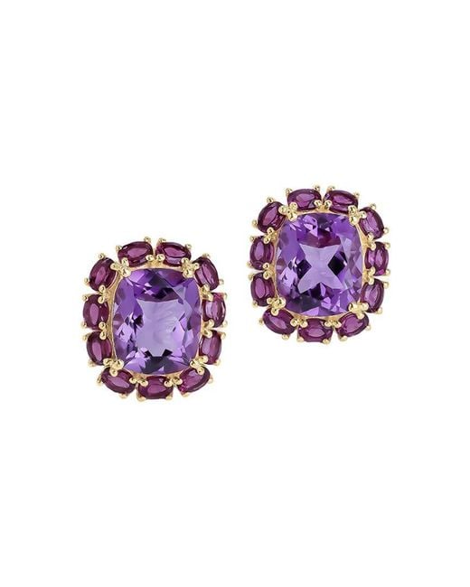 TIRAMISU Purple Plated 2.84 Ct. Tw. Amethyst, Rhodolite Garnet Stud Earrings