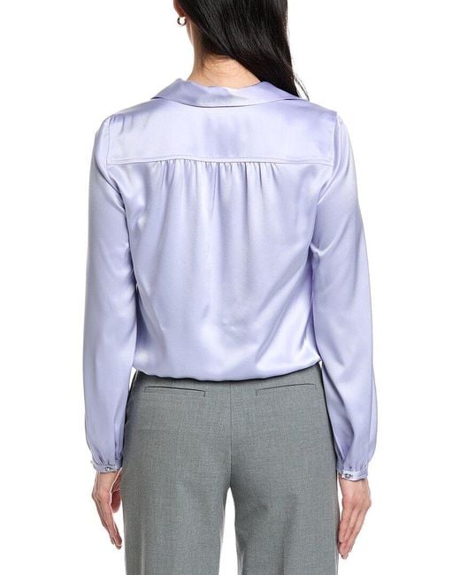 St. John Blue Winged Collar Blouse