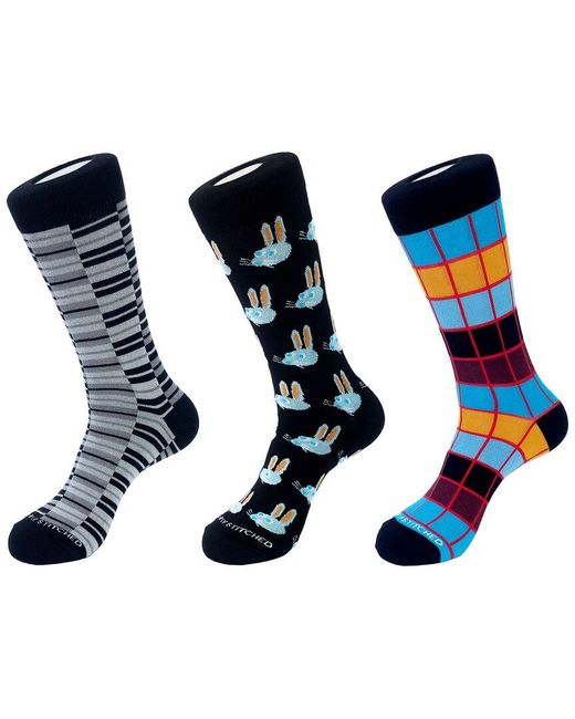 Unsimply Stitched Blue 3-Pack Crew Socks for men