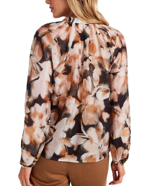 Bella Dahl Brown Long Sleeve Shirred Raglan Button-Up Shirt