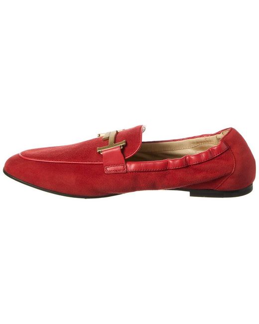 Tod's Red Suede Loafer