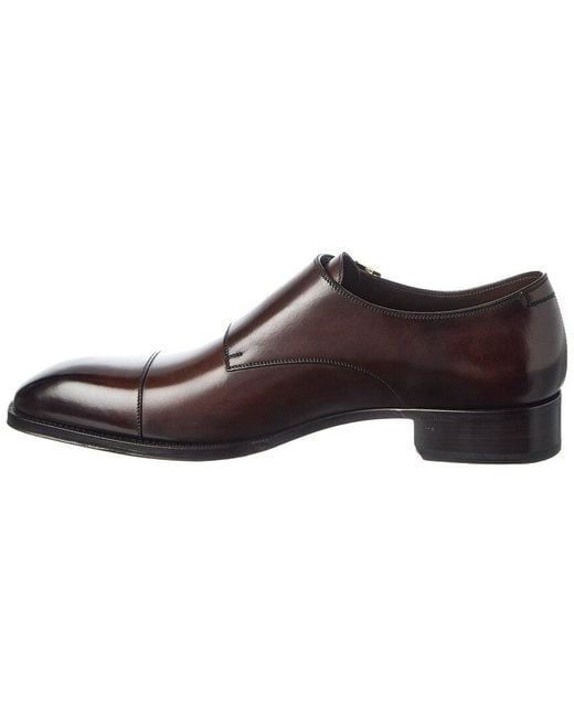 Tom Ford Brown Leather Double Monk Strap for men