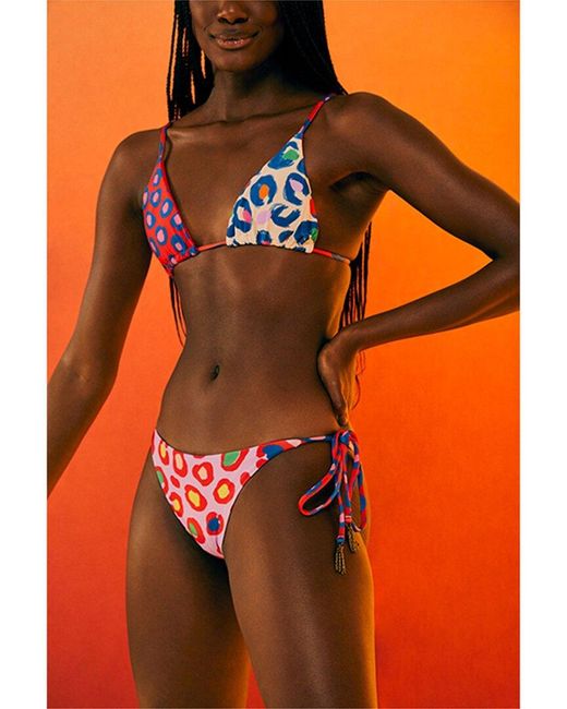 Farm Rio Orange Leopard Pop Triangle Bikini Top