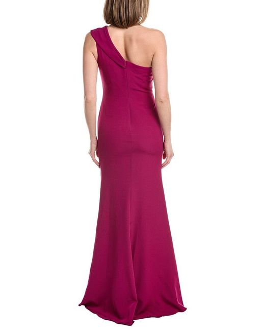Rene Ruiz Purple One-Shoulder Column Gown