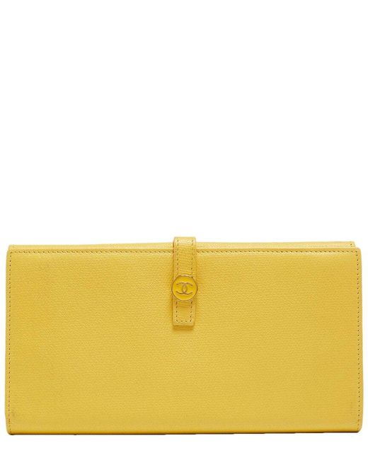 Chanel Yellow Leather Single Flap Cc Flap French Continental Wallet (Authentic Pre-Owned)