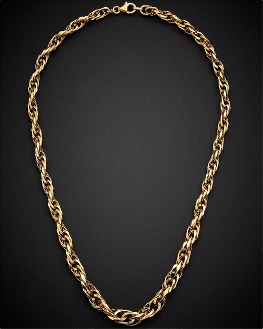 Italian Gold Black 14k Graduated Interlocking Twist Link Necklace