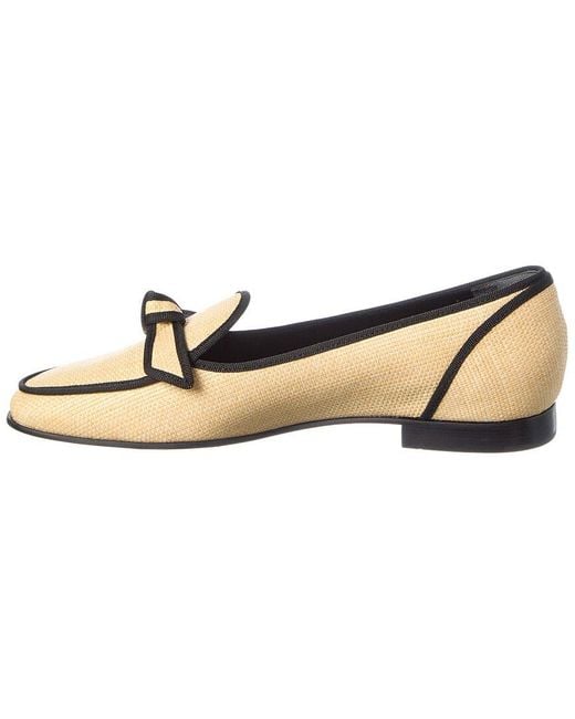 Alexandre Birman White Grosgrain Raffia Loafer