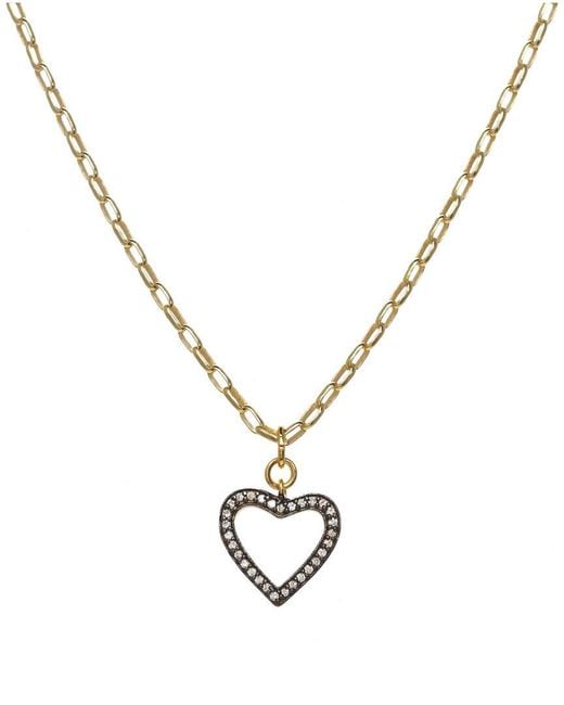 Rachel Reinhardt Jewelry Metallic 14K Over Cz Heart Pendant Necklace