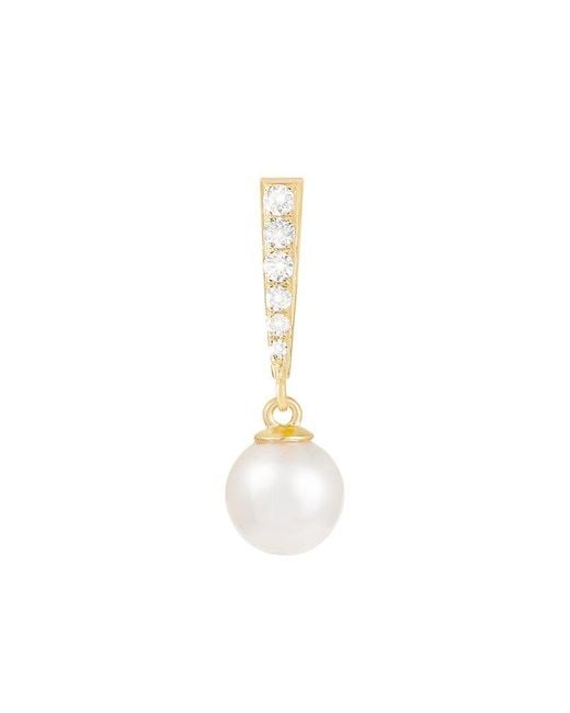 Splendid White 14K 0.09 Ct. Tw. Diamond & 7-7.5Mm Pearl Pendant
