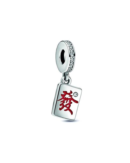 Pandora White Moments Silver China Mahjong Dangle Charm