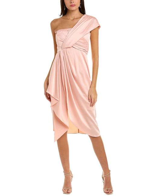THEIA Pink One-shoulder Cocktail Dress
