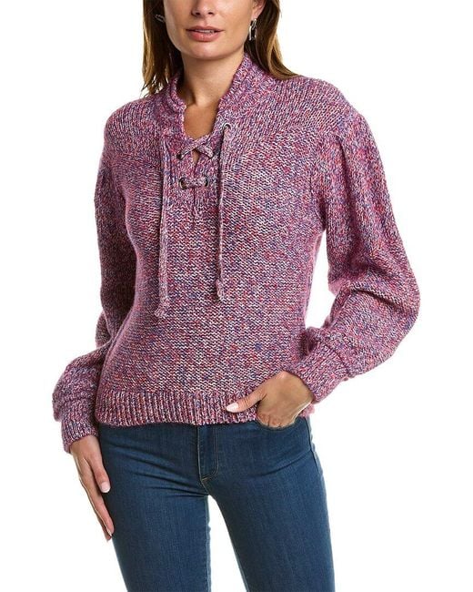 Ba&sh Purple Lace-up Wool-blend Sweater