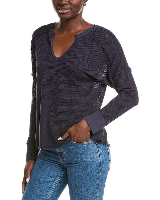 XCVI Blue Wearables Mesh Bullock Pullover