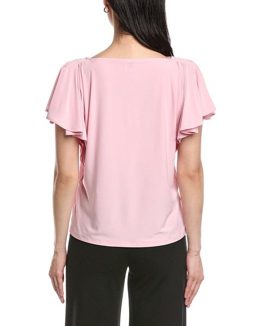 Anne Klein Pink Cascade Flutter Sleeve Top