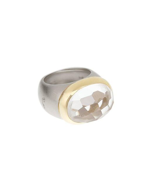 Pomellato White 18K Two-Tone 8.00 Ct. Tw. Diamond & Rock Crystal Cocktail Ring (Authentic Pre-Owned)