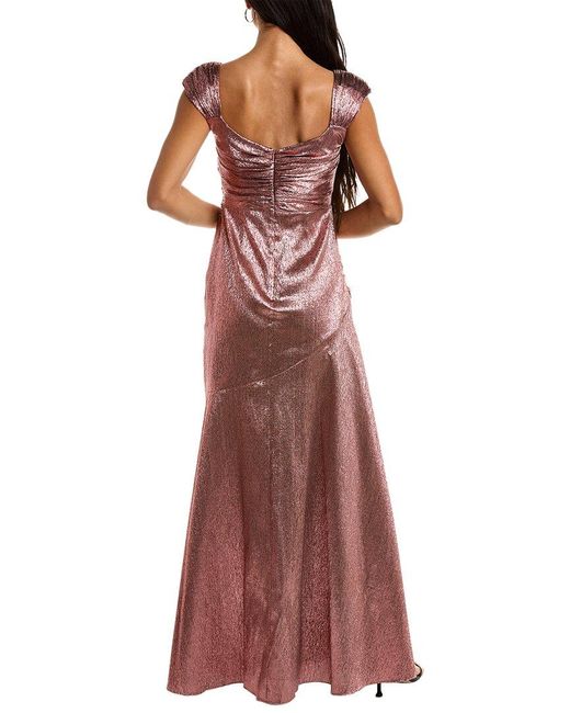 THEIA Purple Santana Silk-blend Gown