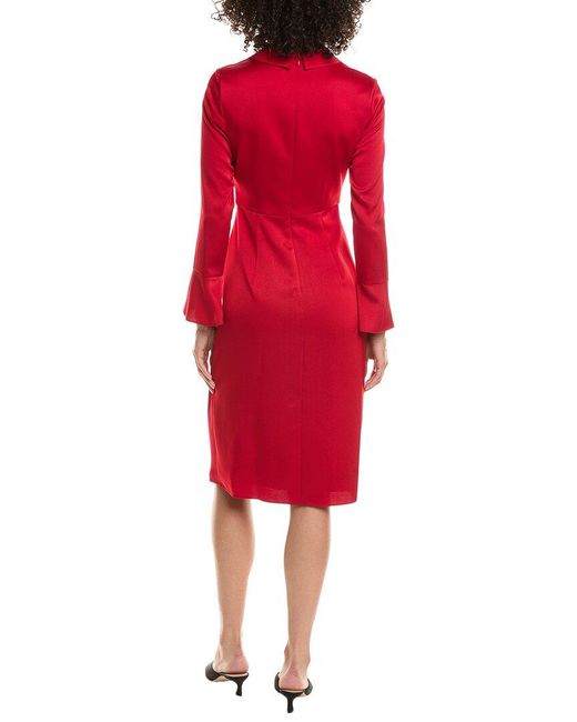 Aidan Mattox Red Satin Midi Dress
