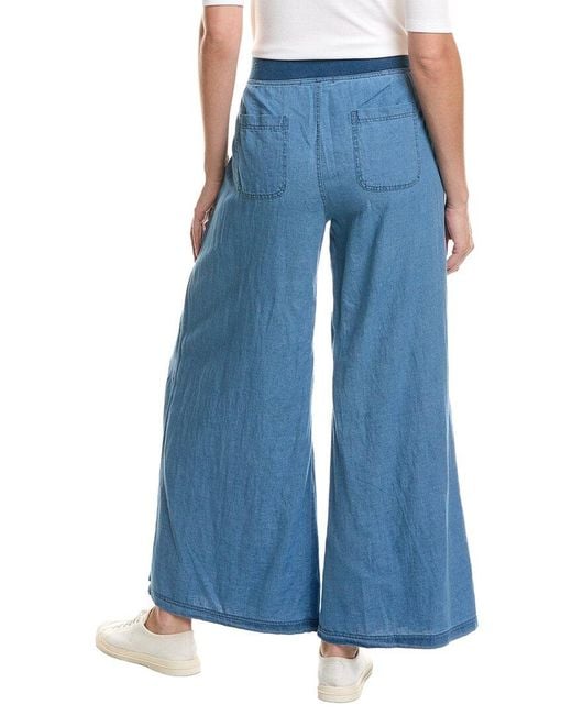 XCVI Blue Jerona Linen-Blend Wide Leg Pant
