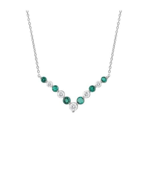 Lab Grown Diamonds Metallic 14K 1.00 Ct. Tw. Lab-Grown Diamond & Lab-Grown Created Emerald Pendant