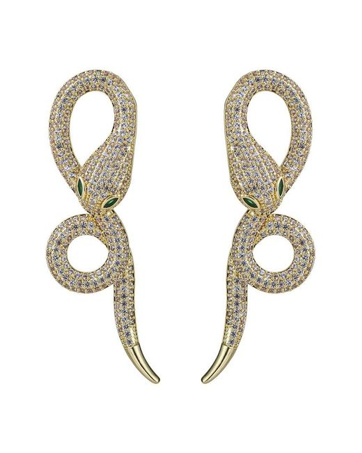 Eye Candy LA Metallic Luxe Collection 18k Plated Cz Snake Dangle Earrings
