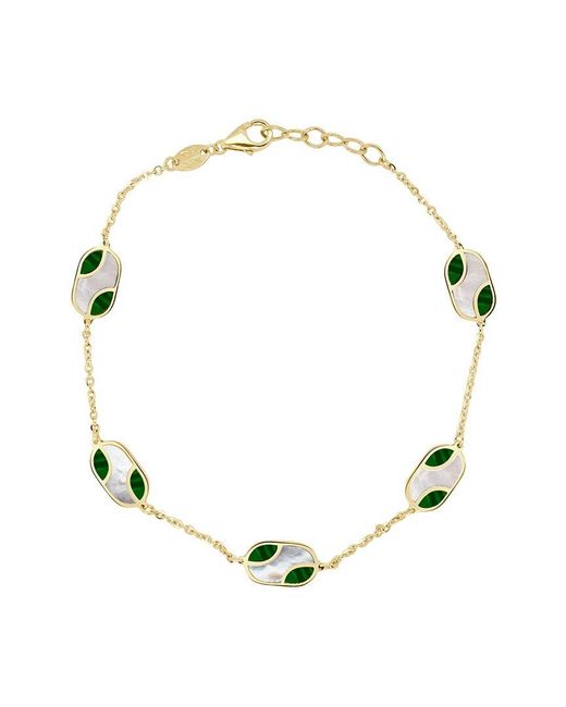Italian Gold Metallic 14K Gemstone Station Chain Bracelet