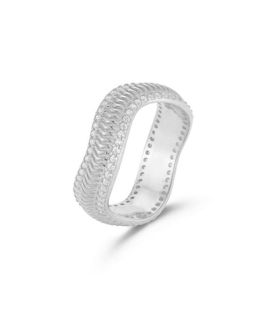 Chloe and Madison White Silver Cz Bold Wave Ring