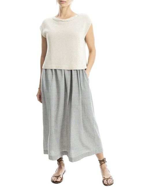 Max Studio Gray Two-Fer Linen-Blend Maxi Dress