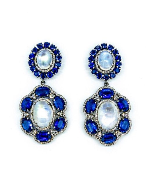 Arthur Marder Fine Jewelry Blue 3.00 Ct. Tw. Diamond & Gemstone Earrings