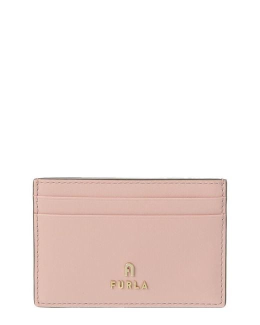 Furla Pink Camelia Small Leather Card Case