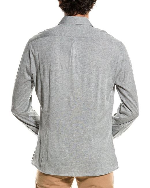 Brunello Cucinelli Gray Slim Fit Silk-blend Shirt for men