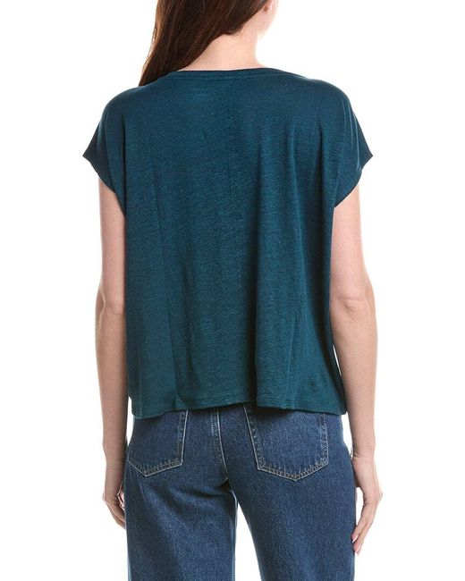Eileen Fisher Blue V Neck Square Linen T-Shirt