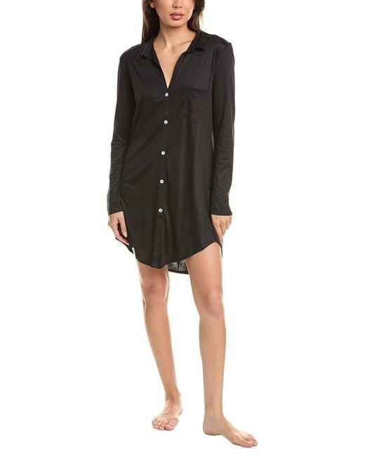 Hanro Black Silk-Blend Sleep Shirt