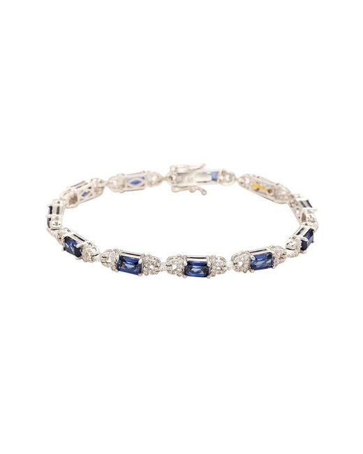 Suzy Levian White Silver 0.02 Ct. Tw. Diamond & Gemstone Bracelet