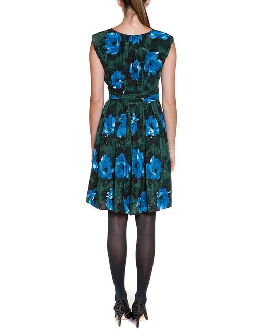 Boden Blue Selina Green Floral Print Ruched Midi Dress