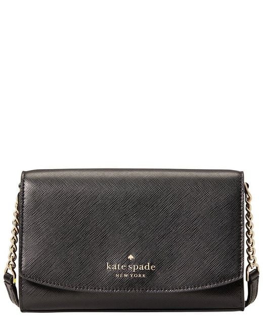 Kate Spade Black Staci Small Saffiano Leather Flap Crossbody