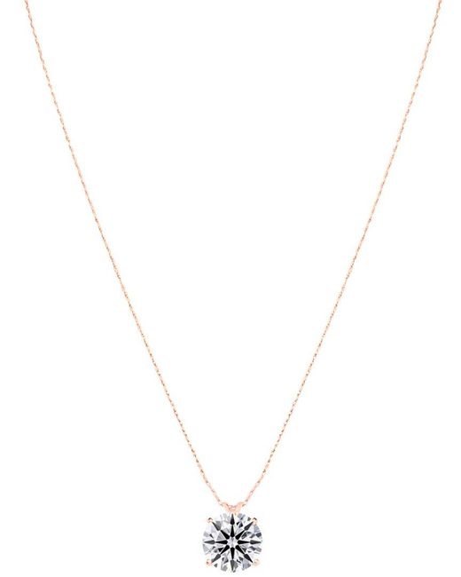 Lab Grown Diamonds White 14K Rose 5.00 Ct. Tw. Lab-Grown Diamond Solitaire Pendant Necklace