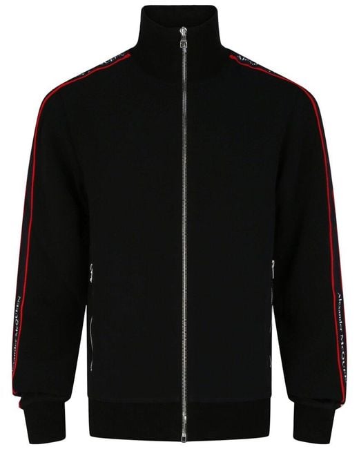 McQueen Black Logo Tape Track Jacket for men